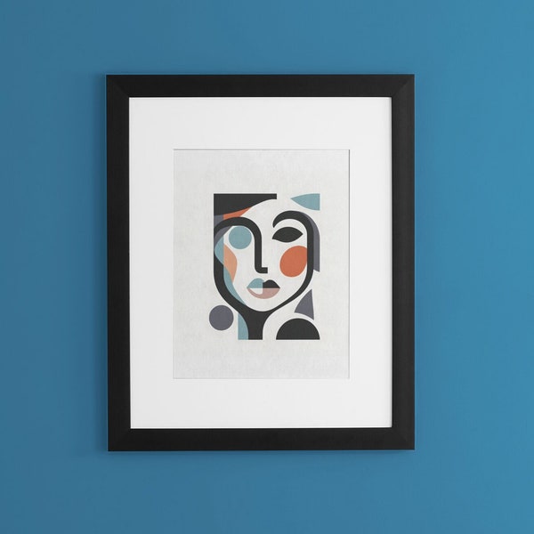 Cuadro Picasso, poster minimalista, línea, colores, mujer picasso lineal