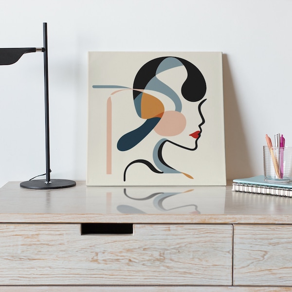 Cuadro Picasso, poster minimalista, línea, colores, mujer picasso lineal