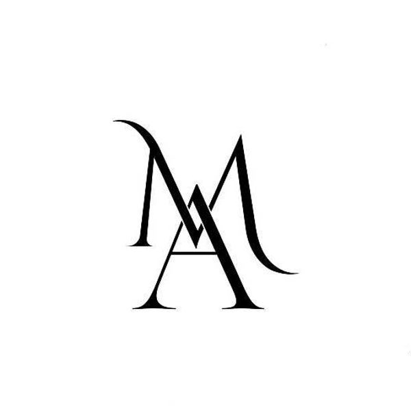 Modern interlocking MA wedding monogram, minimal AM wedding logo, stylish monograms, wedding logo, wedding brand, ma connected wedding logo