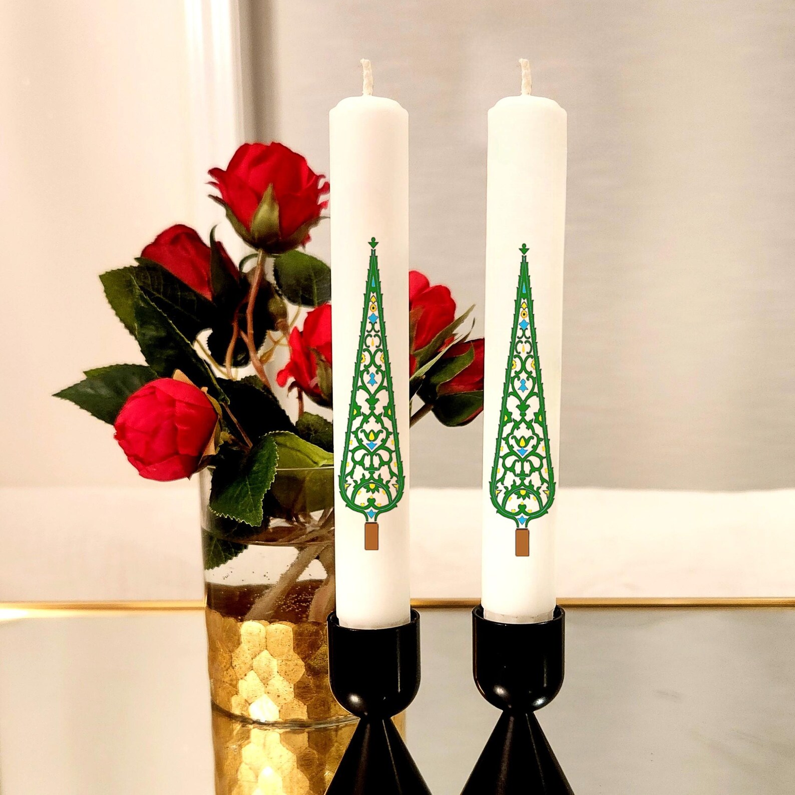 Persian Cypress Tree Candles: Nowruz Haft Seen Taper Candle Set