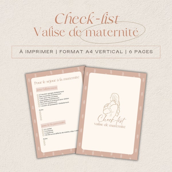 Check-list Valise de maternité, français, Liste valise de maternité à imprimer, valise de maternité, liste à télécharger PDF, femme enceinte