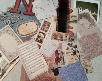 Mystery bag 40 Stück Scrapbooking Kit, Journaling Kit, Scrap Paper, Ephemera Papiere, Vintage, Sticker, Junk Journal, Grab Bag Bag