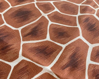 Tissu au mètre 100% coton imprimé en France, imprimé girafe, couleur marron
