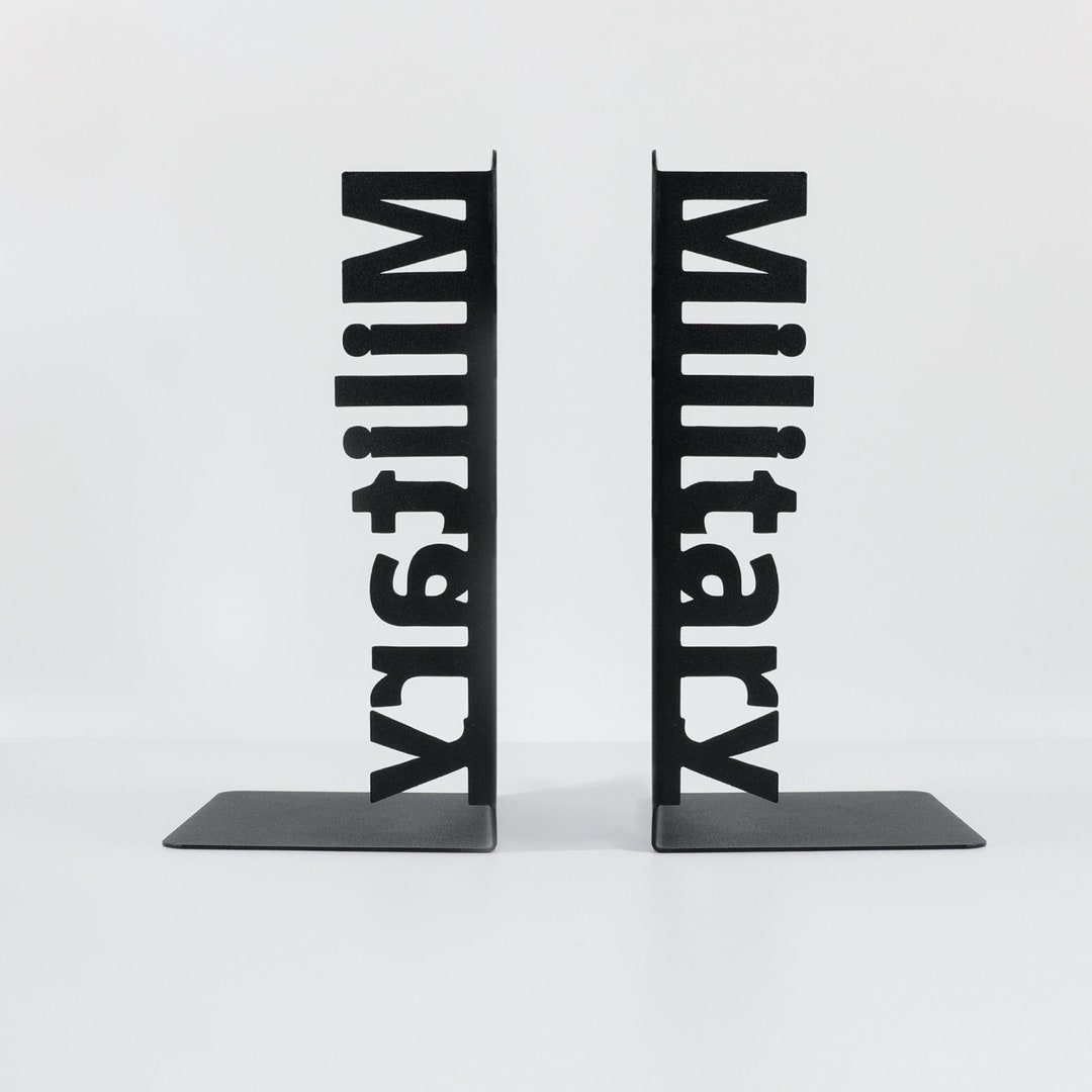 Military Metal Bookends Modern Bookends Gift for Booklovers Etsy