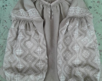 Hand Embroidered Linen Ukrainian Blouse – Vyshyvanka Folk Shirt
