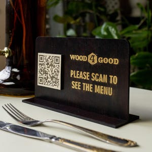 Double-sided QR code sign table stand