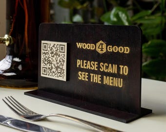 Double-sided QR code sign table stand
