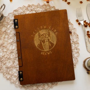 Porte-menus en bois avec charnières en cuir pour papier au format A4 et Lettre