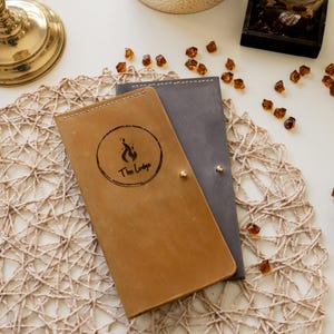 Leather bill holder with engraved logo for restaurant