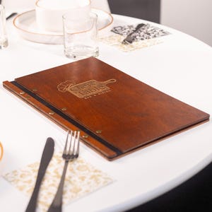 Wooden menu folder for US Legal paper