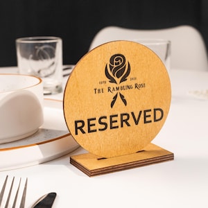 Round wooden Reserved table sign