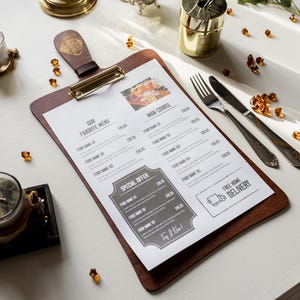 Wooden clipboard with personalizable handle for A4 or US Letter paper