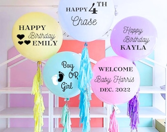 Personalized Jumbo Balloon with Tassels: Baby Shower, Birthday