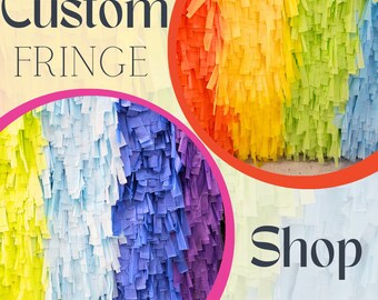 Custom Fringe Backdrop: Colorful Party Streamers, Rainbow Wall Decor