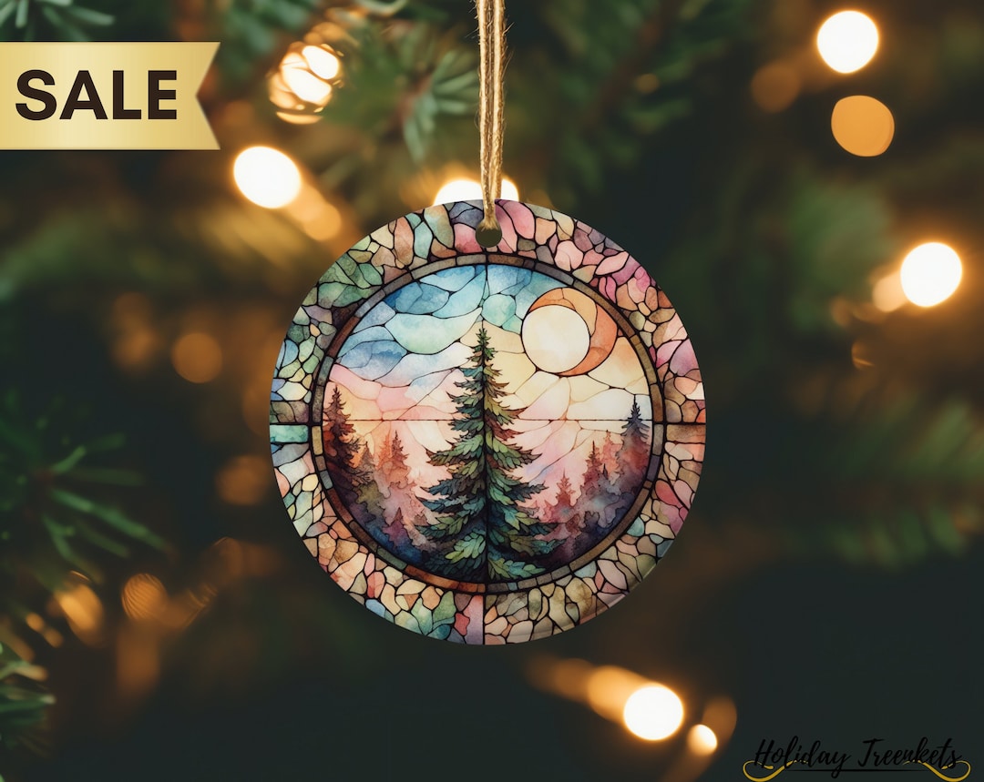 Stained Glass Style Christmas Tree Ornament | Faux Stained Glass ...
