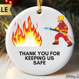 Thank You for Keeping Us Safe Christmas Ornament | Holiday Heroes Tree Hanger | Christmas Ornament for Firefighters | First Responders Gift