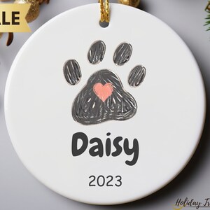 Personalized Pet Name Christmas Ornament | Dog Paw Memento | Personalized Cat Christmas Ornament | Fur Baby Christmas Gift | Custom Pet Gift