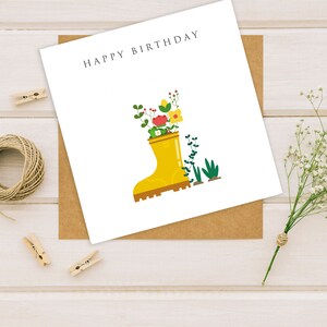 Alles Gute zum Geburtstag Tageskarte Gedruckt Personalisierte Karte mit Kraft Umschlag Wellie Oma Mama Mutter