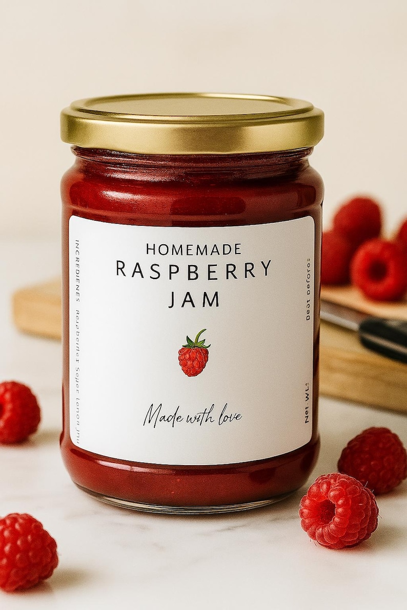 Personalised Jam Jar Labels Sticky Self Adhesive Strawberry, Raspberry ...