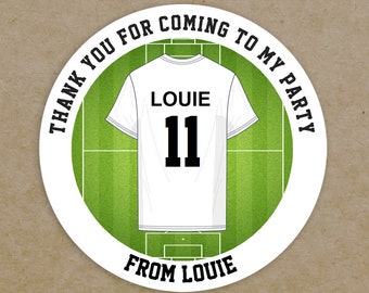 Personalised Football Shirt Thank You For Coming To My Party Round Labels Circular Stickers - Custom Printed