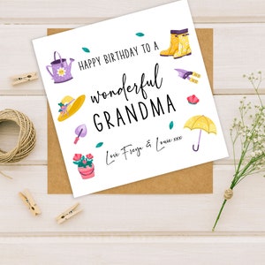 Alles Gute zum Geburtstag Tageskarte gedruckte personalisierte Karte mit Kraft Umschlag Oma Mama Mutter