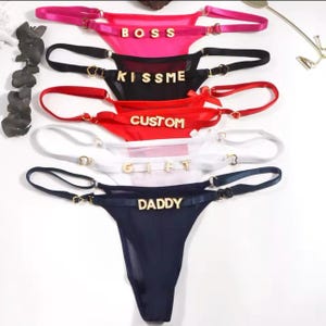 Tanga personalizada con dijes de nombre de plata, tanga personalizada con nombre, tanga personalizada, tanga con nombre personalizado, regalo para novia/esposa