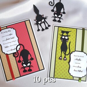 10-delige set unieke ansichtkaarten met zwarte katten Grappige handgemaakte schattige wenskaart DIY Humoristische gelukkige verjaardagswensen Perfecte kattenkaarten