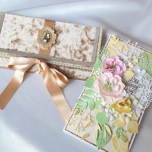 Einzigartige universelle Geschenk Bargeld Exklusive handgefertigte Grußkarte Elegante Samt Kuvert Luxuriöse Einladungen Velour Setbox Geldhalter