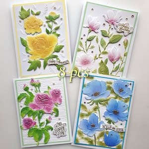8 handgefertigte 3D Grußkarten Elegante ungewöhnliche Postkarte Perfekt für Geburtstag Hochzeit Dankesnotizen Glückwünsche Einzigartiges zartes Set