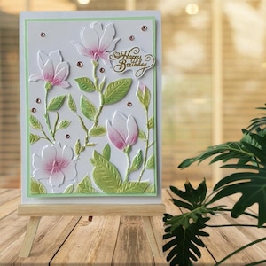 Handgemachte 3D Blumen Karte Einzigartige Blumenpostkarte Designer ungewöhnlich romantisch Niedliche Karte Botanische Dankeschön Karte Magnolie