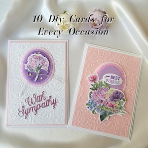 10 Diy unique postcards with cute flowers elegant handmade fancy greeting card Happy Birthday Wishes Delicate set Floral Luxury kit cards