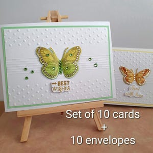 Exklusives 3D-Schmetterlings-Grußkarten-Set, handgefertigte verschiedene Glanzkarten, geprägte zarte Karten, elegante Postkarten, vielseitige anmutige Karten