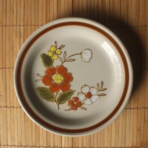 Vintage Mountain Wood Collection Stoneware Side Plates 1970&#39;s - Set of 3 &quot;Trellis Blossom&quot;