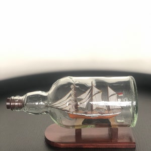Vintage Handcrafted Ship In A Bottle Nautical Decor Collectible (Dewaruci Ship)
