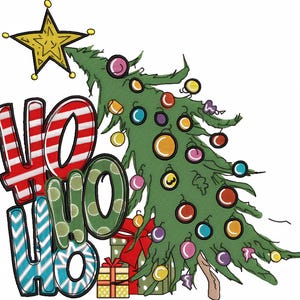 Ho Ho Ho Embroidery Design Christmas Tree Embroidery Design DST PES File Embroidery Ho Ho Christmas Tree Design Ho Ho Digital Embroidery