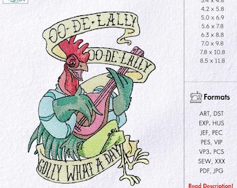 What a Day Rooster Embroidery Design Funny Chicken Embroidery Pattern Humorous Farm Animal Saying Embroidery Alan-a-Dale Rooster Embroidery