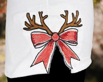 Reindeer Horn Split Bow Machine Embroidery Design Reindeer Horn Machine Design Horn Split Bow Embroidery Christmas Split Bow Designs
