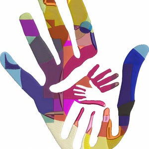 Family Hand Machine Embroidery Pattern Colorful Hand Print Embroidery Design Digital Hand Embroidery Family Hand DST PES File Handprint File