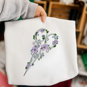 Floral Scissors Machine Embroidery Design Vintage Style Sewing Pattern