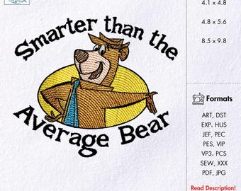 Smarter Bear Machine Embroidery Design Cute Cartoon Bear Embroidery Pattern Animal Lover Embroidery File Cute Bear Design cartoon Lover File