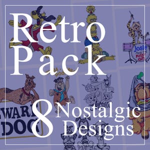 Nostalgic Retro Cartoon Embroidery Pack of 8 Old Cartoon Designs 90s Animation Lover Cartoon Characters Embroidery Pattern Vintage Cartoons