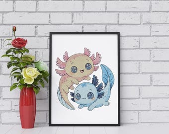 Axolotl Embroidery Design Aquatic Animal Salamander Pattern