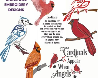 Cardinal Bird Machine Embroidery Design Red Cardinal Embroidery Northern Cardinal Design Cardinal Appear Near Angels Embroidery Design