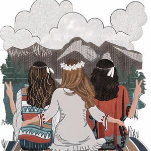 Friends Machine Embroidery Pattern Best Friend Embroidery Design Sisters Embroidery DST PES File Three Friends Embroidery Digital Design