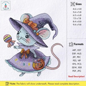 Hexe Maus Stickdatei für Halloween Gruseliges Halloween Muster