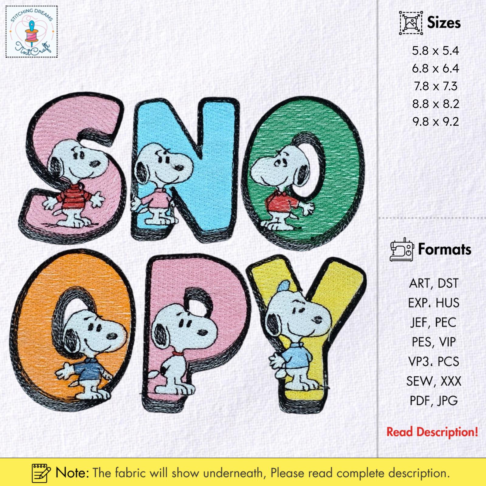 Snoopy Word Snoopy Alphabet Embroidery Design Peanuts Character Font (digital ...