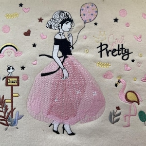 Girl Embroidery Design Pretty Girl Machine Embroidery Design Girl DST PES Embroidery Pattern Girl Digital Embroidery Design Instant Download