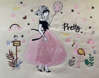 Girl Embroidery Design Pretty Girl Machine Embroidery Design Girl DST PES Embroidery Pattern Girl Digital Embroidery Design Instant Download