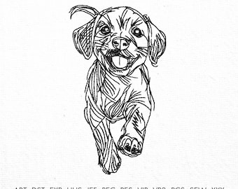 Dog Machine Embroidery Design Happy Dog Designs Dog Line Art Embroidery Dog Sketch Embroidery Happy Puppy Bliss Embroidery Running Puppy