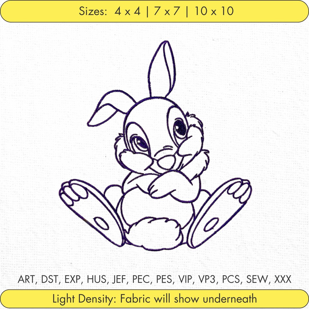 Thumper Bunny Embroidery Design Cute Rabbit Thumper Machine Embroidery ...